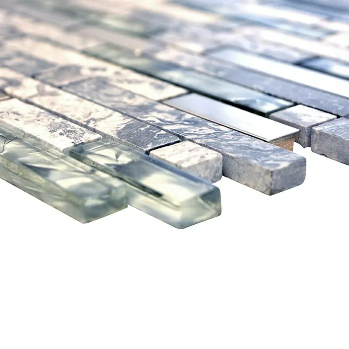 Mosaikfliese Verbund Crystal XCM MV778 - 30 x 30 cm, Grau/Silber, Glänzend - Detailaufnahme