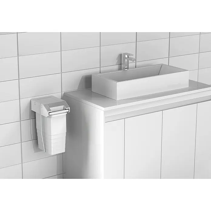 essensa Mülleimer Single - 8 l, Weiß, Kunststoff, Wandmontage, Kippfunktion - Anwendungsbeispiel