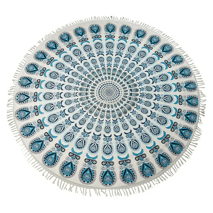 Plaid Mandala - Azul/Blanco, 170 x 1 cm, 100% algodón