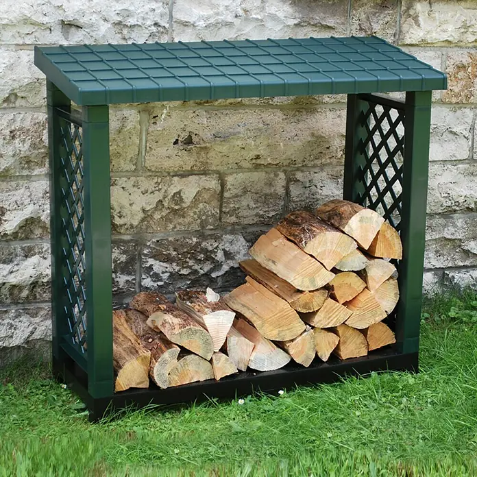 KHW Kaminholzregal - 47 x 47 x 105 cm, Grün, Kunststoff - Stimmungsaufnahme