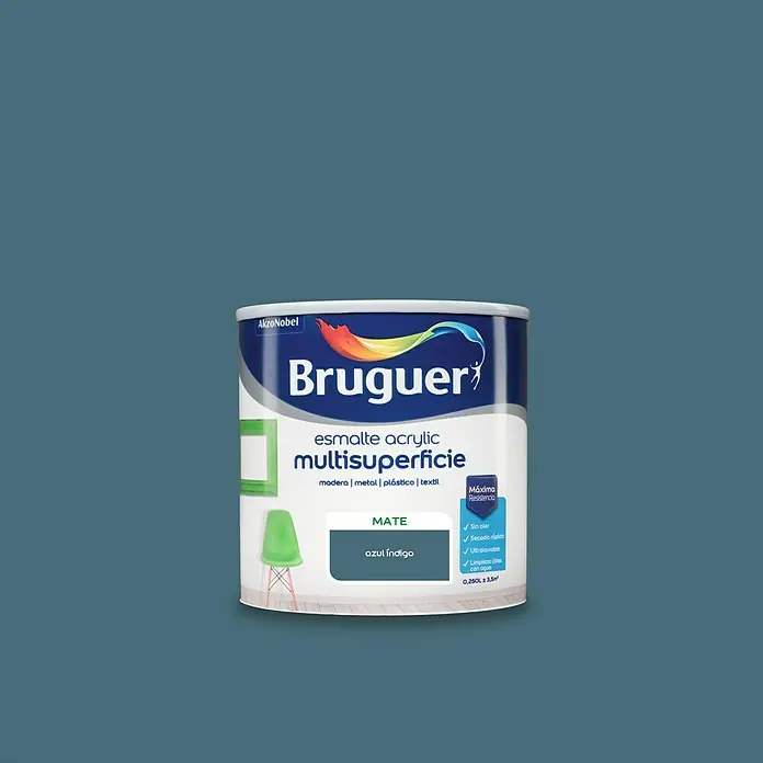 Bruguer Esmalte de color Acrylic Multisuperficie - Azul Indigo, 250 ml, Mate