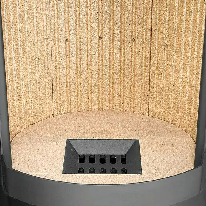Justus Kaminofen Faro W+ 2.0 - 7 kW, Raumheizvermögen: 144 m³, Verkleidung: Speckstein, Schwarz - Detailaufnahme