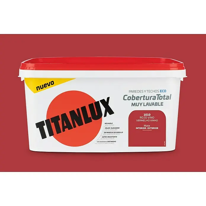 Titan Pintura para paredes Cobertura total - Rojo vino, 4 l, Mate
