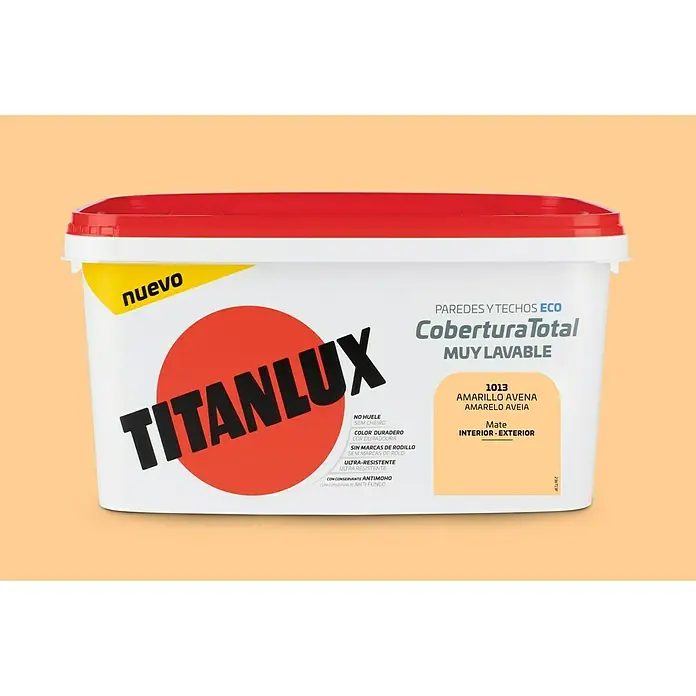 Titan Pintura para paredes Cobertura total - Amarillo avena, 4 l, Mate