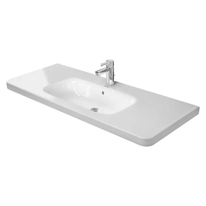 Duravit DuraStyle Waschtisch Typ 1 - 120 x 48 cm, Mit schmutzabweisender Glasur, Hahnloch: Mitte, Mit Überlauf, Weiß - Vorderansicht