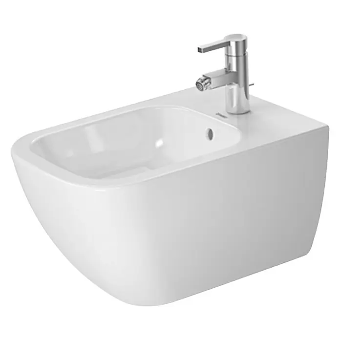 Duravit Happy D.2 Wand-Bidet - Ohne Spezialglasur, Keramik, Weiß - Vorderansicht