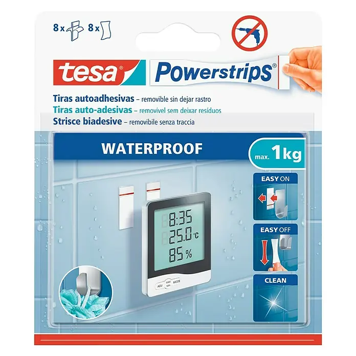 Tesa Powerstrips Waterproof Tira autoadhesiva S - 8 ud.
