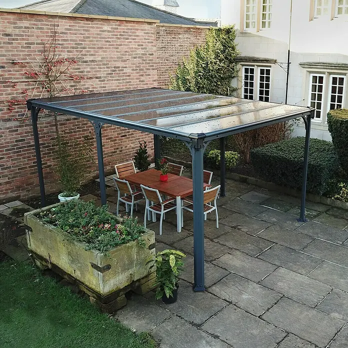Palram – Canopia Pavillon Milano 4300 - L x B: 435,9 x 315,5 cm, Bronze, Anthrazit - Vorderansicht