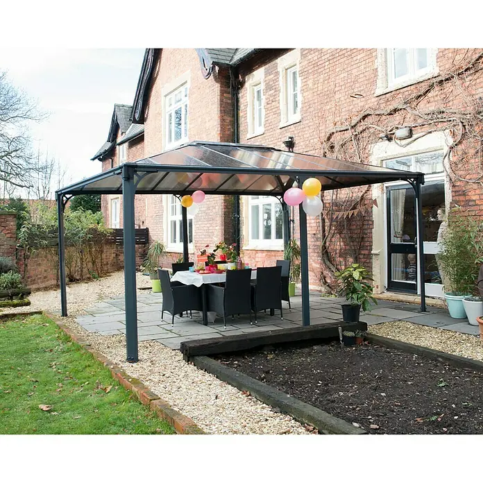 Palram – Canopia Pavillon Martinique 5000 - L x B: 492 x 359 cm, Bronze - Vorderansicht