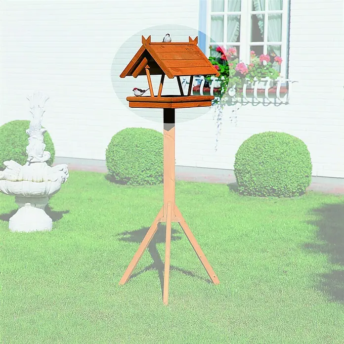 Promadino Vogelfutterhaus Rhön - 42 x 36 x 38 cm, Braun, Ausstattung: Ohne Vogelhausständer - Stimmungsaufnahme