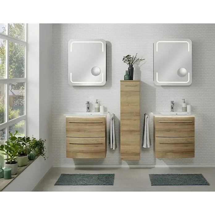 Camargue Stella LED-Spiegelschrank - B x H: 51 x 73,7 cm, Anschlag: Links, Mit abgerundeten Kanten, Spanplatte, Weiß