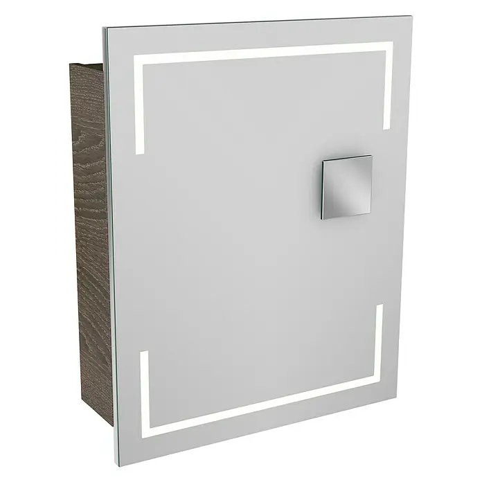 Camargue Stella LED-Spiegelschrank - B x H: 60 x 73,7 cm, Anschlag: Rechts, Mit eckigen Kanten, Spanplatte, Eiche Maron - Linke Seitenansicht