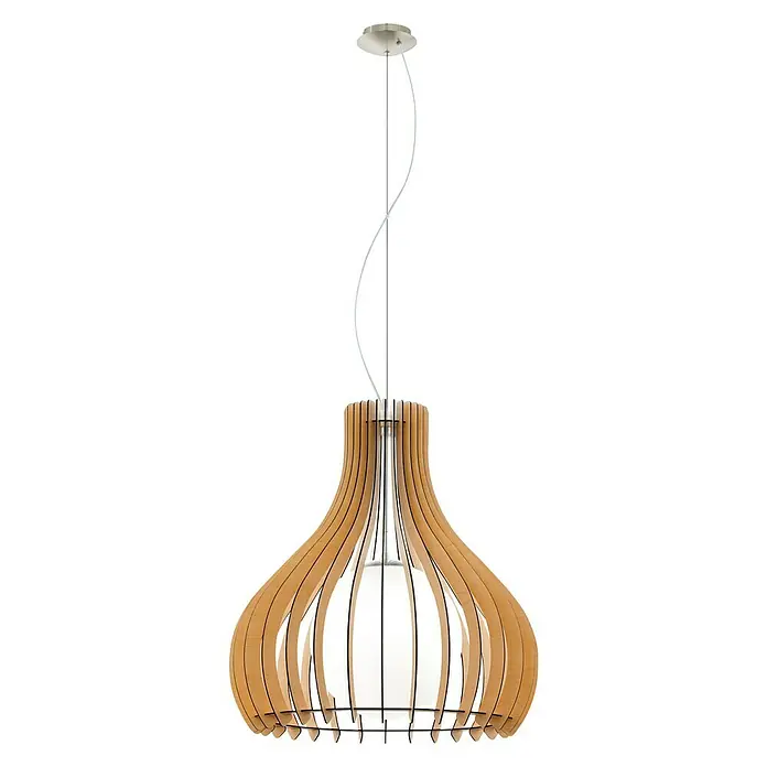 Eglo Lámpara colgante redonda Tindori - 60 W, Ø x Al: 600 mm x 200 cm, Arce, E27