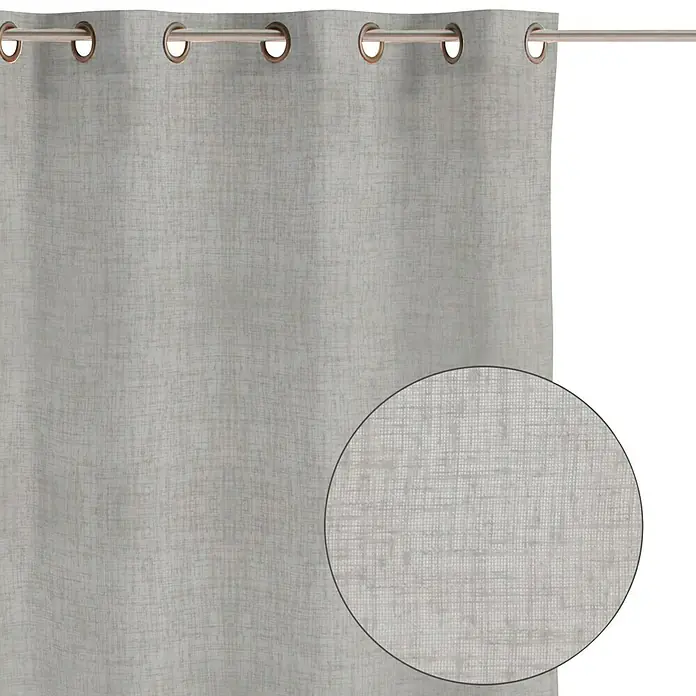 Cortina con ollaos Teddy - An x Al: 140 x 260 cm, Poliéster, Gris