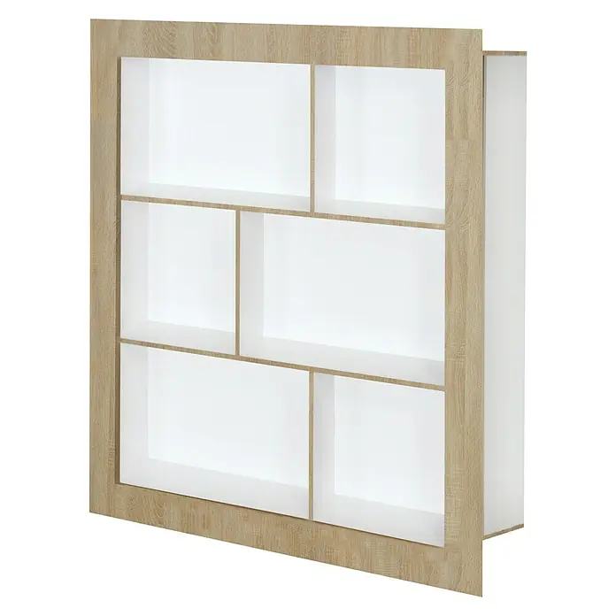Phönix Regal Frame - L x B x H: 31,5 x 108,8 x 123,3 cm, Holzfarben/Weiß, Traglast: 5 kg/Boden - Linke Seitenansicht