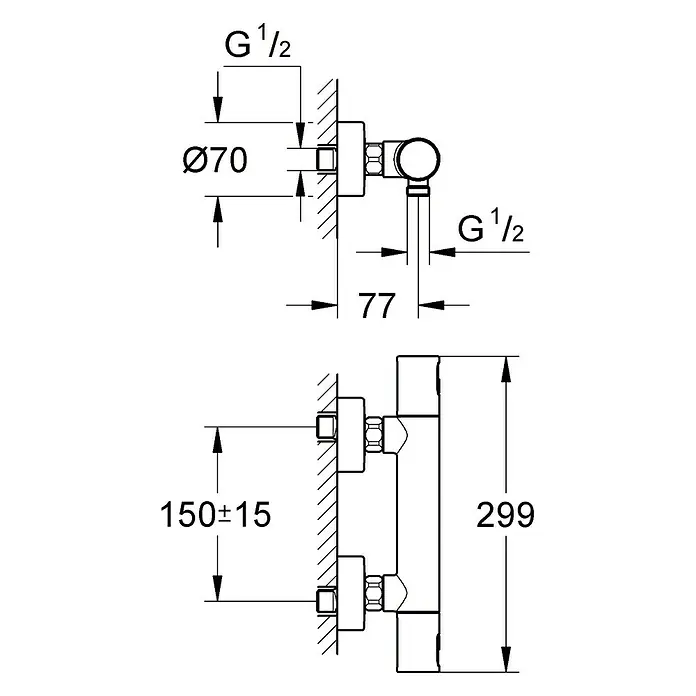 Grohe Brausethermostat Precision Joy - Chrom, Glänzend