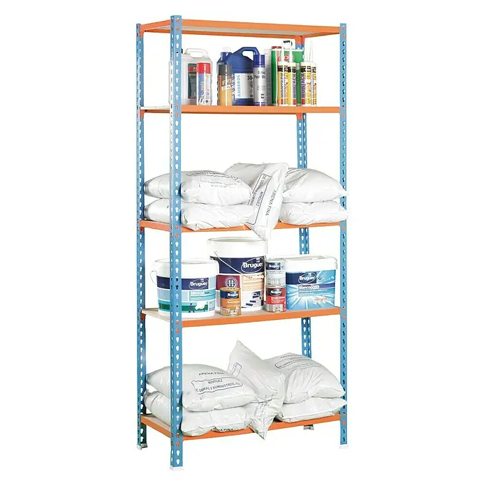 Simonrack Maderclick Metallregal Maderclick Super Plus - L x B x H: 50 x 110 x 200 cm, Traglast: 150 kg/Boden, Anzahl Böden: 5 Stk., Stecken, Blau/Orange - Ansicht von oben