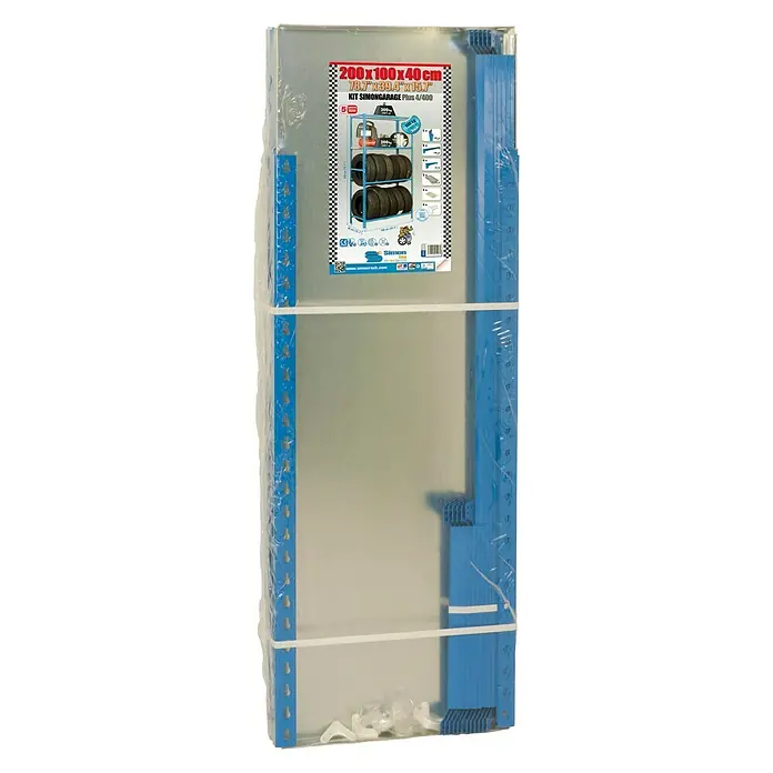 Simonrack Simongarage Metall-Reifenregal Mega Plus - L x B x H: 40 x 120 x 200 cm, Traglast: 200 kg/Boden, Anzahl Böden: 4 Stk., Stecken, Blau - Ansicht von oben