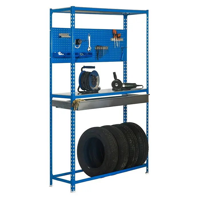 Simonrack Simonracing Metall-Reifenregal Box Plus - L x B x H: 40 x 100 x 200 cm, Traglast: 200 kg/Boden, Anzahl Böden: 3 Stk., Blau - Ansicht von oben