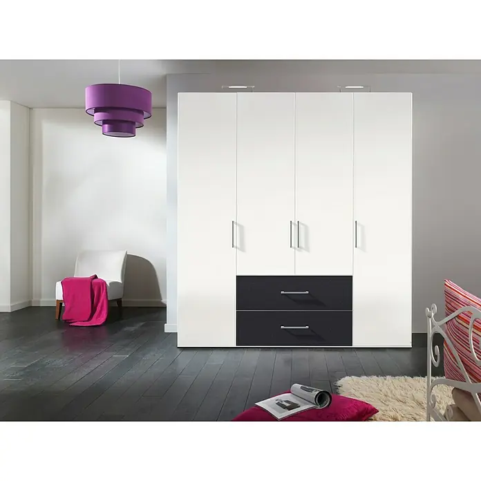 Express Möbel Kleiderschrank Brooklyn - L x B x H: 58 x 200 x 216 cm, Weiß/Graphit, Ohne Spiegel, Anzahl Schubladen: 2 Stk. - Stimmungsaufnahme