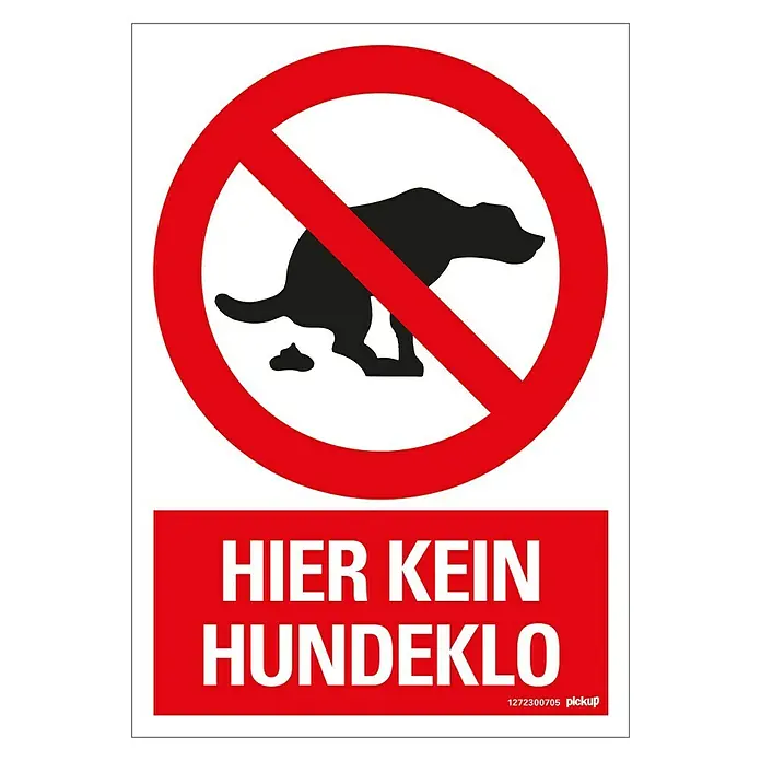 Pickup Verbotsschild - Motiv: Kein Hundeklo, L x B: 23 x 33 cm - Draufsicht