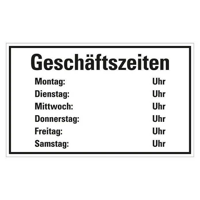 Pickup Hinweisschild - L x B: 33 x 20 cm, Geschäftszeiten - Draufsicht