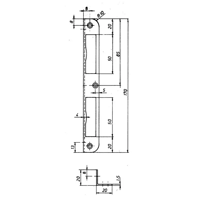 Stabilit Winkelblech - L x B x H: 170 x 20 x 20 mm