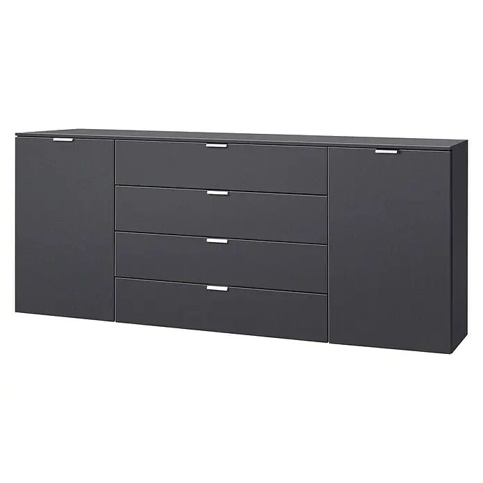Express Möbel Sideboard Carina - L x B x H: 42 x 180 x 80 cm, Graphit, Anzahl Schubladen: 4 Stk., Mit 2 Türen - Rechte Seitenansicht