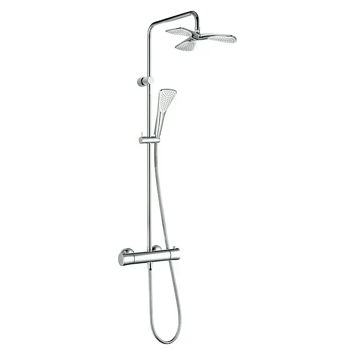 Kludi Fizz Duschsystem - Mit Thermostatarmatur, Lochabstand: 76,5 cm, Anzahl Strahlarten: 1 Stk. - Vorderansicht