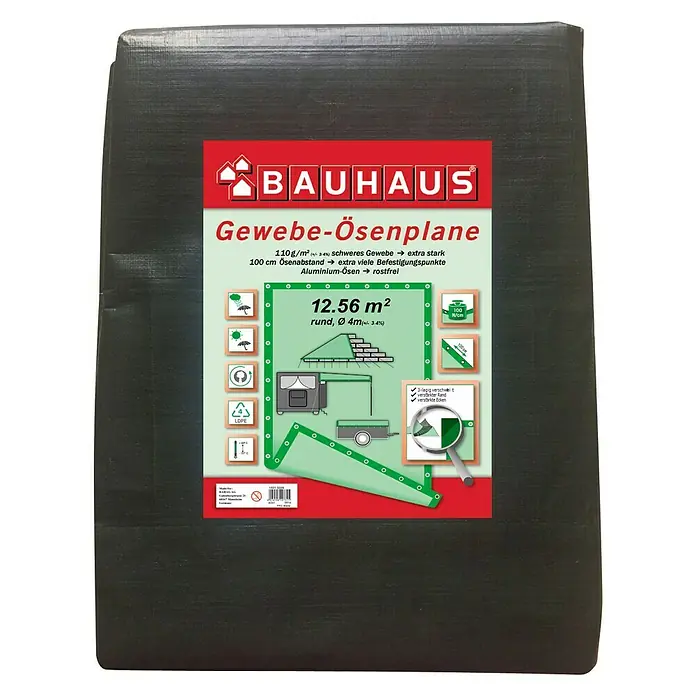 BAUHAUS Gewebe-Ösenplane - Maße: Ø 4 m, Grammatur: 110 g/m², Kunststoff