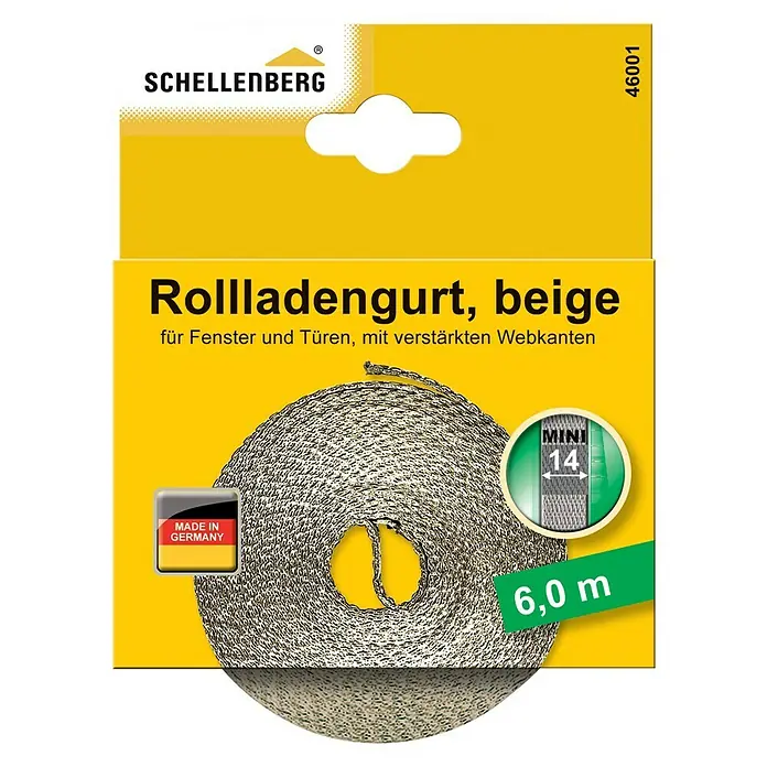 Schellenberg Rollladengurt Mini - Beige, Länge: 6 m, Gurtbreite: 14 mm - Vorderansicht