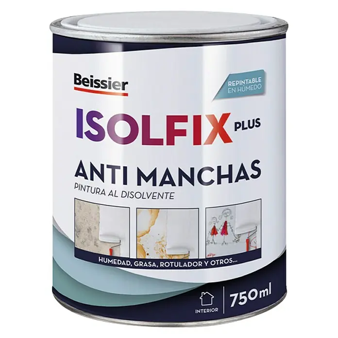 Beissier Pintura antimanchas Isolfix Plus - Blanco, 750 ml, Mate