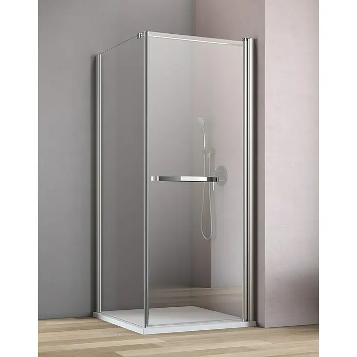 GEO Hit Eckdusche B-F10P - 100 x 100 x 202,2 cm, Unbeschichtet, DIN Anschlag: Rechts, Stärke: 6 mm, Silber - Stimmungsaufnahme