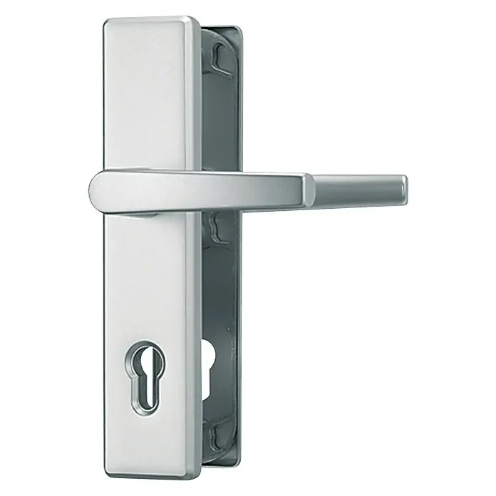Abus Schutzbeschlag SB 215 - Hauseingangstür, Silber, Türstärke: 52 mm - 67 mm, Drücker beidseitig