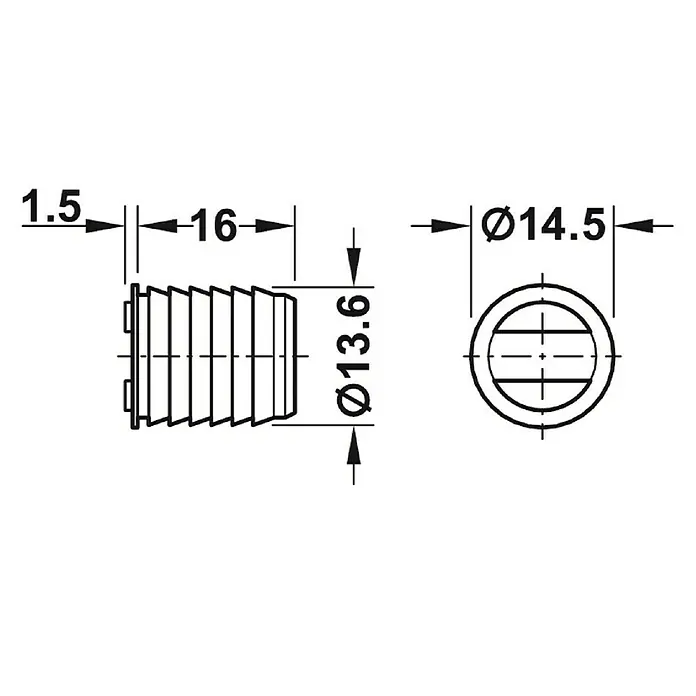 Häfele Magneetsluiting - Hechtsterkte: 3,5 kg, Ø x l: 13,6 x 17,5 mm, Wit - Vooraanzicht