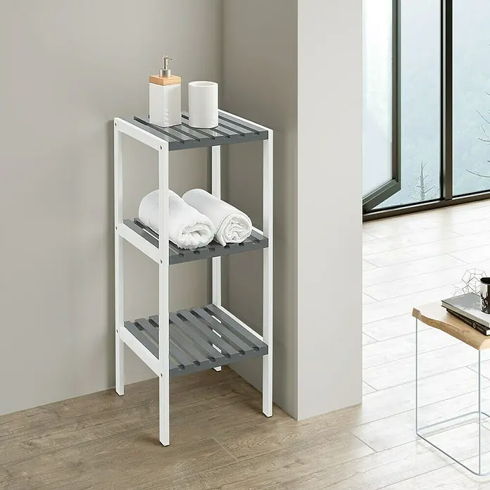 Estantería de baño Nature - L x An x Al: 30 x 34 x 80 cm, Blanco/Gris