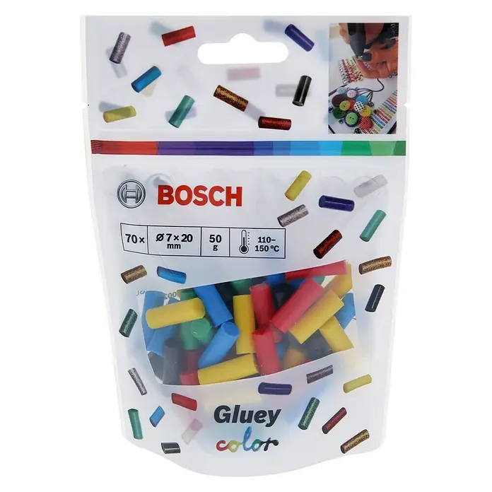 Bosch Gluey Klebepatronen Colour - 70 Stk., Durchmesser Klebepatrone: 7 mm, Farbig