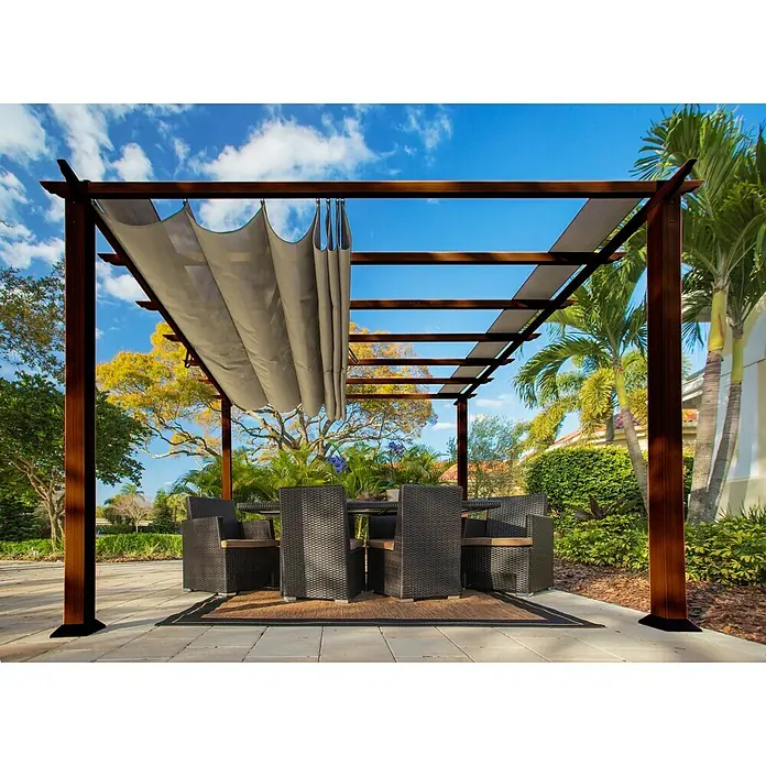 Paragon Outdoor Raffpavillon Florida - 350 x 350 cm, Dunkelbraun - Ansicht von unten