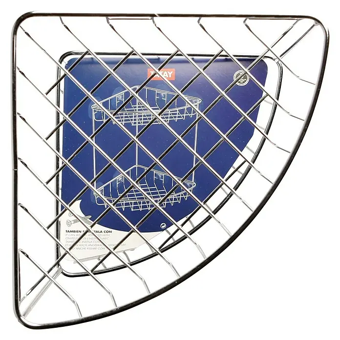 Tatay Cesta de baño angular adhesiva doble - 19 x 19 x 26 cm, Cromo