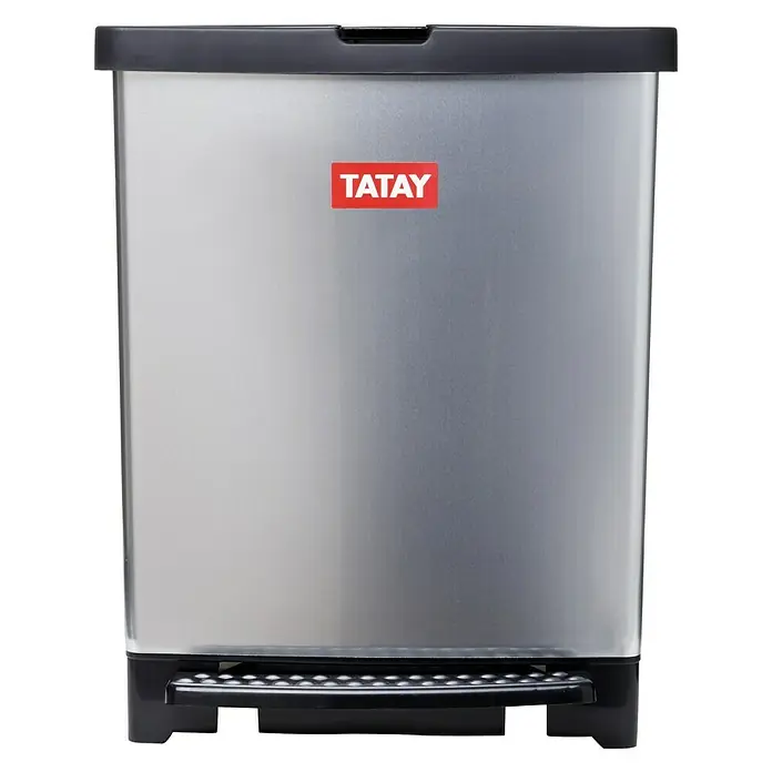 Tatay Cubo de la basura Pedal Trend - 25 l, Gris/Negro, Rectangular, Plástico