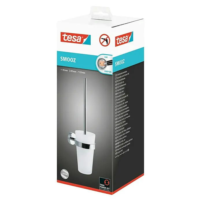 Tesa Hukk Conjunto de escobilla Smooz - Vidrio, Blanco, Cromo