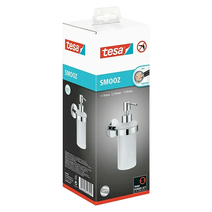 Tesa Smooz Seifenspender - Mit Halterung, Metall, Satiniert/Chrom