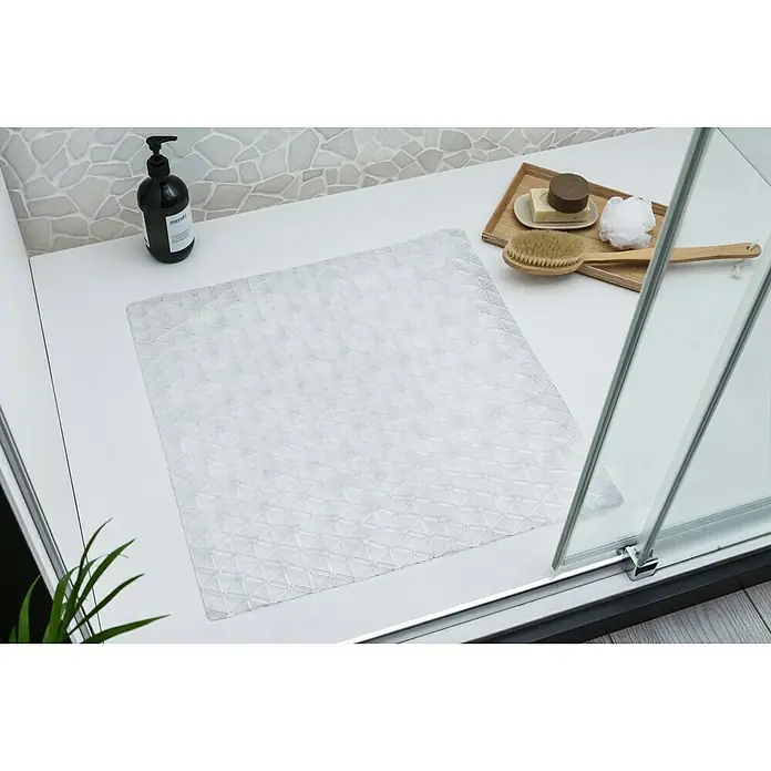 Tatay Alfombra antideslizante para ducha Diamond - 54 x 54 cm, PVC, Translúcido