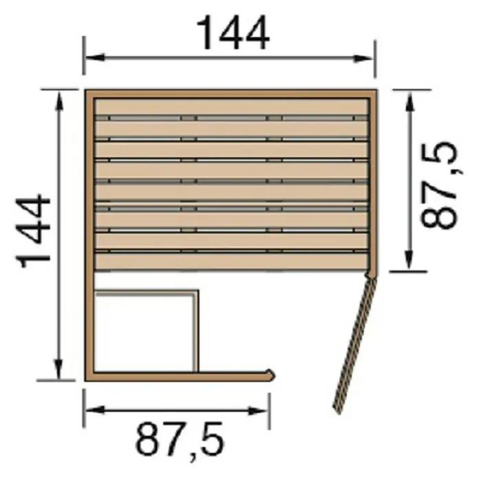 Weka Massivholzsauna Laukkala 1 GT - Ohne Ofen, 144 x 144 x 200 cm - Ansicht von oben