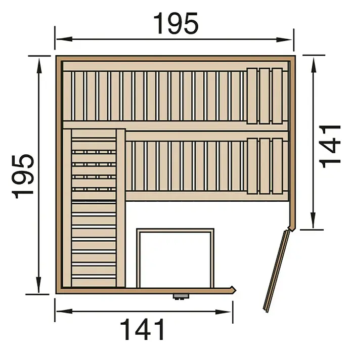 Weka Massivholzsauna Cubilis 2 GTF - Ohne Ofen, Inklusive Montageservice, 195 x 195 x 205 cm - Ansicht von oben