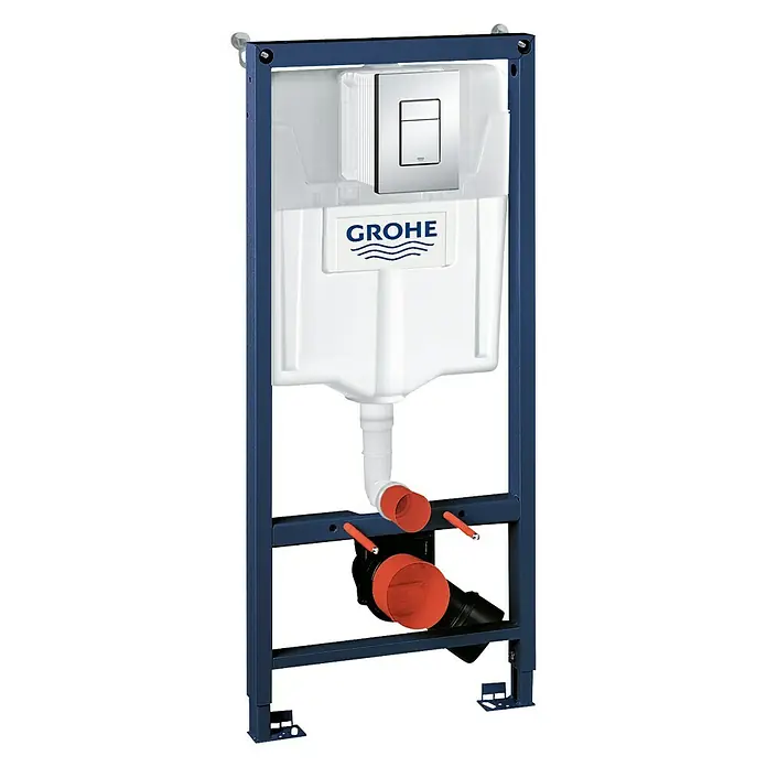 Grohe Rapid SL WC-Vorwandelement 3 in 1-Set - 16,5 x 50 x 113 cm, Mit Grohe Skate Cosmoplitan Betätigungsplatte, Pulverbeschichtet - Vorderansicht
