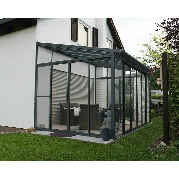 Palram – Canopia Wintergarten San Remo - B x T x H: 4,25 m x 3 m x 3,1 m, Anthrazitgrau - Stimmungsaufnahme