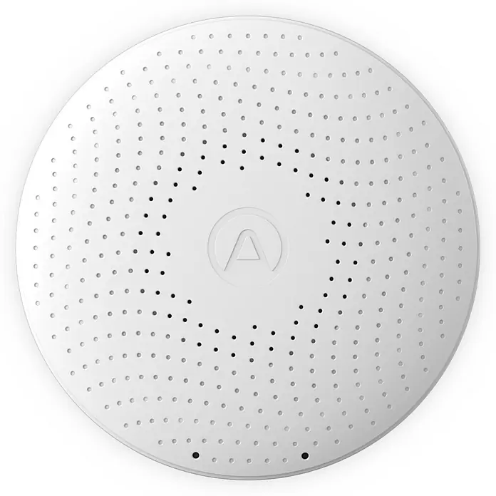 Airthings Luftqualitätsmonitor mit Radongasmelder Plus - Durchmesser: 119 mm, Batterielaufzeit: Bis zu 1,5 Jahre - Vorderansicht