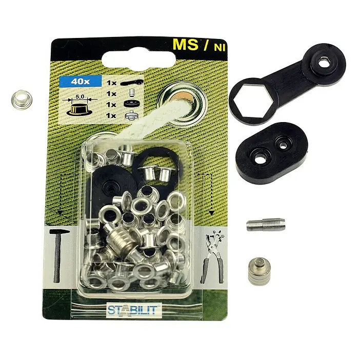 Stabilit Öse - Durchmesser: 5 mm, Vernickelt, 40 Stk. - Vorderansicht