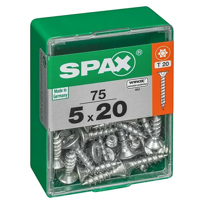 Spax Universalschraube T-Star plus - Ø x L: 5 x 20 mm, WIROX Oberfläche, T-Star plus, 75 Stk. - Linke Seitenansicht